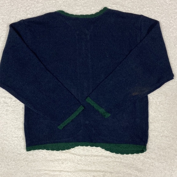 Vintage 90’s navy blue zip sweater with flowers and bird houses euc size 6 - Picture 6 of 7